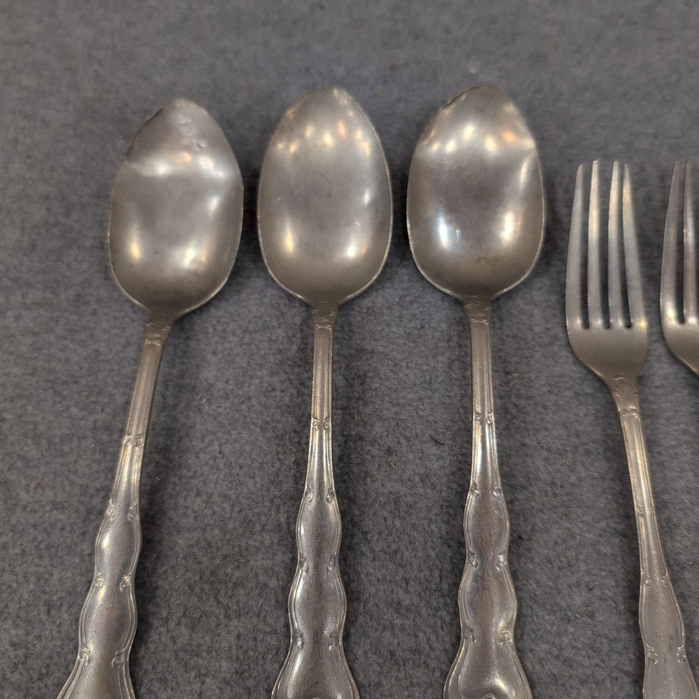 Crescent Nickel Silver Flatware Set 14pc Ornate Scroll Forks Spoons Knives - Picture 3 of 10